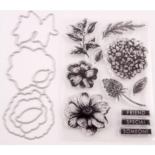 Flower Metal Cutting Dies and Clear Stamps for Scrapbooking for DIY Card Making Cutting Crafts Stencil Dies