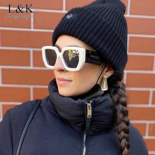 LongKeeper Irregular Square Sunglasses Women Men Luxury Brand Design Big Frame Gradient Sun Glasses Thick Frame Glasses UV400