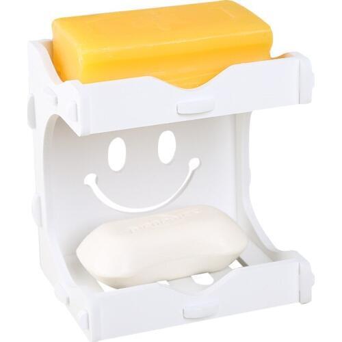 Bathroom Storage Racks Soap Dish Organizer White Double Soap Storage Holders Box Dishes Sundries Storage Racks