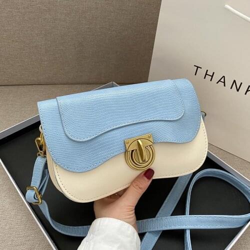 Contrast Color PU Leather Shoulder Messenger Bag For Women 2021 Fashion Small Square Crossbody Bag Sac Main Femme Mujer Bolsa
