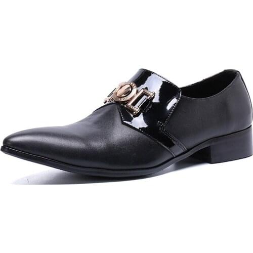 Zapatilla Hombre Black Spiked Loafers Genuine Leather Mens Pointed Toe Dress Shoes Genuine Leather Crocodile Classic Oxford 2021