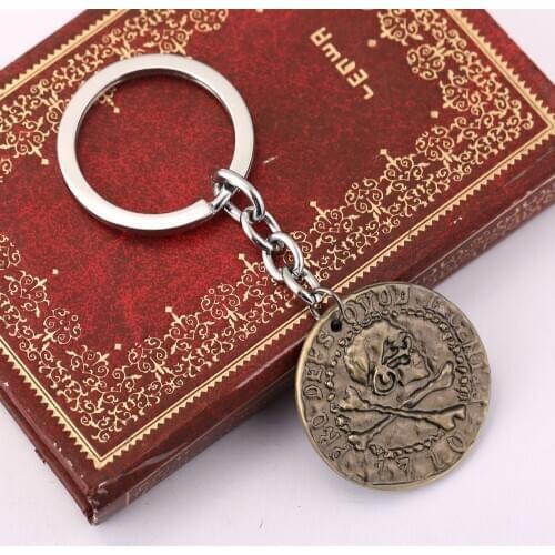 Mysterious sea area Keychain Game Uncharted skeleton Metal chaveiro Keyring men sleutelhanger key holder Men Jewelry gift