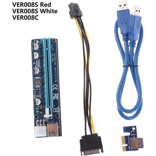 VER008S 3 in 1 Molex 4Pin SATA 6PIN PCIE PCI-E PCI Express Adapter 1X 16X USB3.0 Extender Mining Miner Random Color