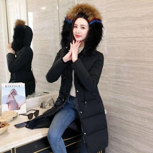 Off Season 2021 New Lower Cats Jas Women Jas Winter Korean Tail Suspension Cato Coated Jas Medium Length Over Knee Parka Coats
