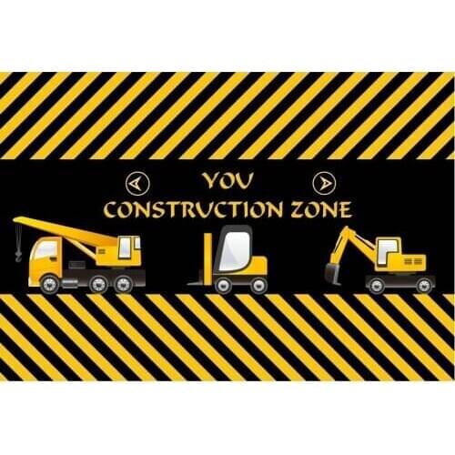 You Construction Zone Backdrop Cartoon Engineering Truck Photography Backgrounds Birthday Party Decor Photo Booth Studio Prop
