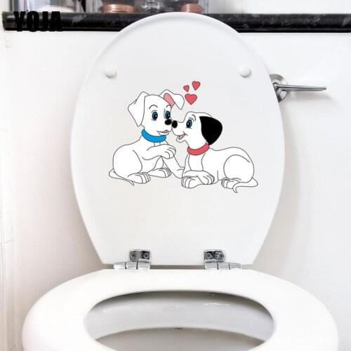 YOJA 21.6*16.4CM Love Heart Dog Toilet Sticker Wall Decal Living Room Home Decor T3-0534