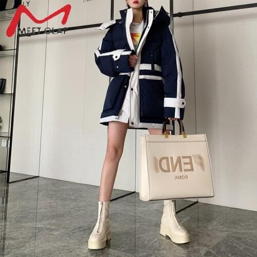 2021 New Fashion Top Quality Winter Jacket Women 90% White Duck Down Coat Hooded Warm Thicken Parkas Female Loose Snow Outwear