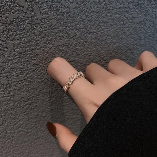 TIMEONLY Fashion Bling CZ Zircon Adjustable Open Rings for Women Gold Copper Alloy Charm Rings Elegant Wedding Bridal Jewelry