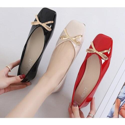 Cute bow decoration womens shoes Shallow Square Toe Flats Casual choussure femme flats shoes woman slip zapatos de mujer
