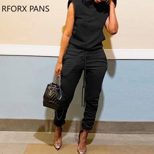 Women Solid Elegant Sleeveless Sporty Pocket Sweatshirt Sets