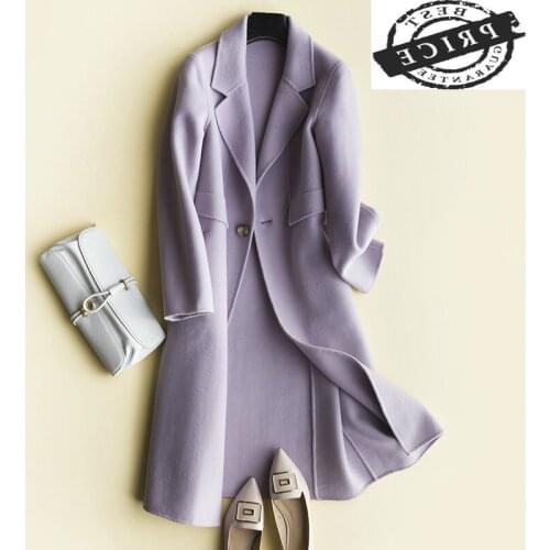 Winter 100% Autumn Wool Coat Female Korean Warm Spring Clothes Sided Woolen Jackets Women Long Slim Overcoat 2021 LWL151a