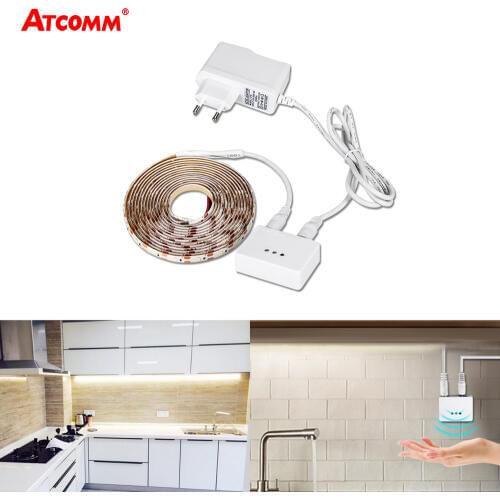 12V IR Motion Sensor LED Under Cabinet Lights 1m 2m 3m 4m 5m 60 LEDs/m 2835 Smart Hand Wave Control Night Lmap Kitchen Closet