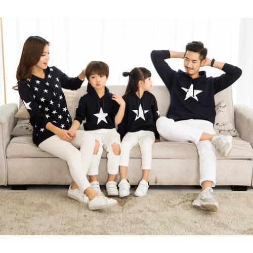 2019 Family Matching Outfits autumn cotton star hoodie active mother and daughter clothes matching family clothing sets