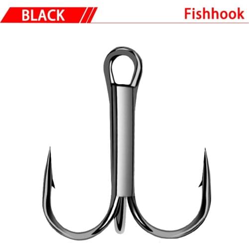 50pcs Overturned Treble Hook High Carbon Steel Black/Silver Fishing Hook 2/4/6/8/10/12# For Bass Lure Triple Hooks Fishing tool