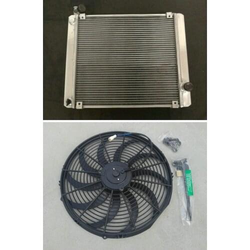 62MM 3 ROW Aluminum Radiator + Fan For Triumph Stag 3.0L V8 Mark 2 MK2 II MT 1972-1977 1973 1974 1975 1976 High Performance