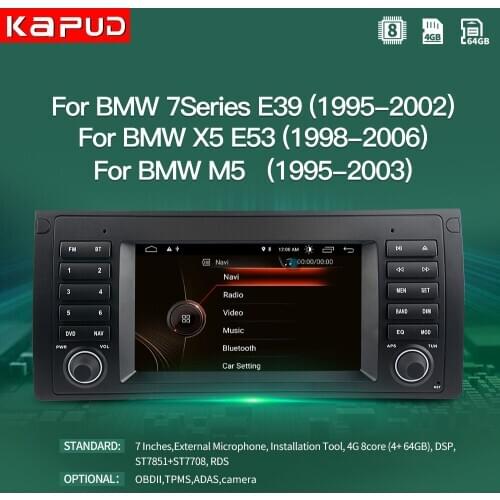 Kapud Android 10.0 Car Multimedia Player 7" Inch Navigation For BMW E39 E53 M5 1995-2003 Radio Stereo BT GPS Wifi DSP