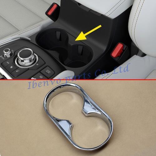 Car Styling Glossy Silver Chrome Cup Holder Frame Cover For 2017 Mazda CX-5 CX5 Interior Storage Trims Moulding Overlay