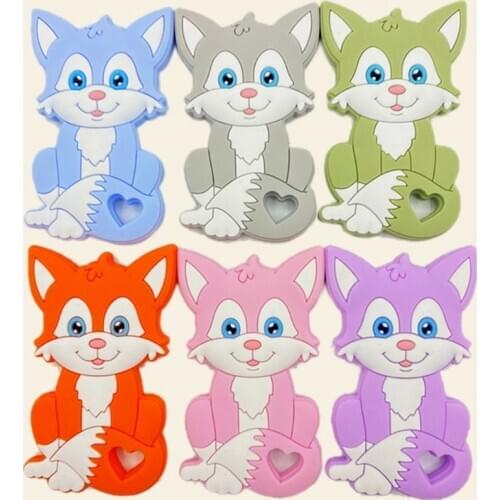 Baby Cartoon Animal Shape Silicone Beads Teether DIY Chewable Molar Soother Toys Infant Teething Shower Gifts