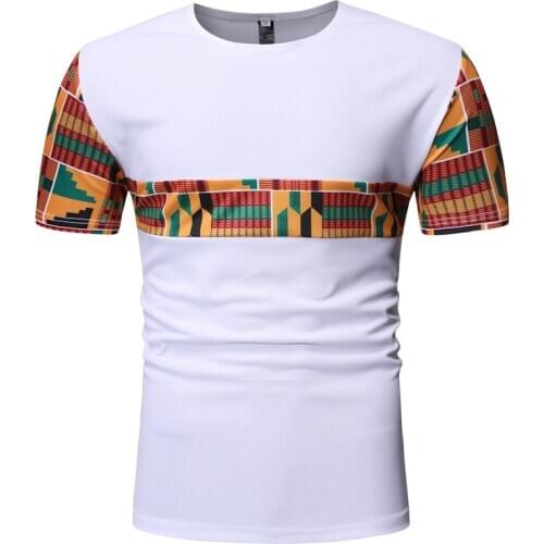 White Patchwork African Dashiki T Shirt Men 2020 Summer New Short Sleeve African Clothes Streetwear Casual Camisetas Hombre XXL