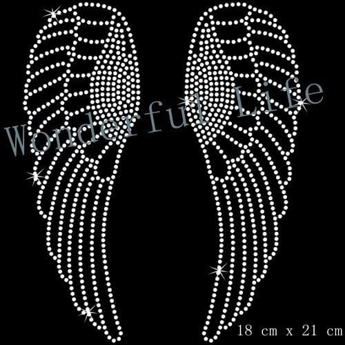 Free Shipping wings Hot Fix Rhinestones Motifs Iron On Heat Transfer Crystal hot sale item image