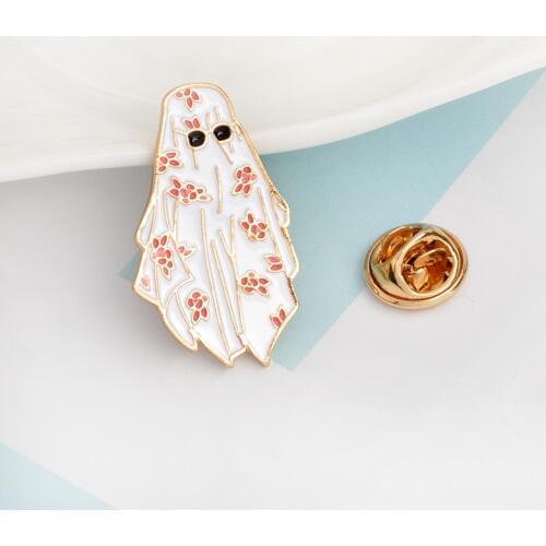 Flower Gown Girl Ghost Brooch Sunglasses Flower Dress Mystery Girl Enamel Pin Coat Backpack Badge Kids and Friends Gifts