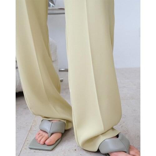 Super Soft Spring Summer Casual Straight Pants For Women High Waist Solid Loose Wide Leg Pants 95% Polyester Women Trousers