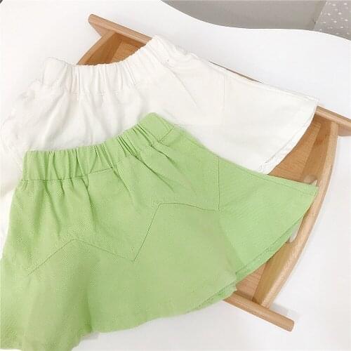 Childrens Skirt 2021 Summer New Baby Girl Skirts Elastic Waist Solid Cute Skirts for Girl 2-7 Y Kids Clothing Baby Korean Skirt