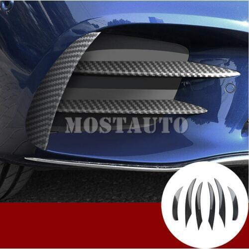 For Benz C Class W205 Carbon Fiber Look Front Bumper Grille Fog Light Cover 2019 6pcs Car Accessories Interior Car Decor