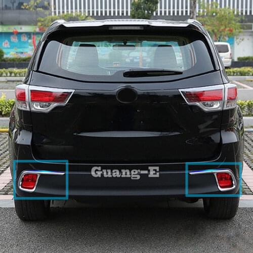 For Toyota Highlander 2018 2019 2020 Car Styling Detector ABS Chrome Cover Trim Back Tail Rear Fog Light Lamp Frame Part