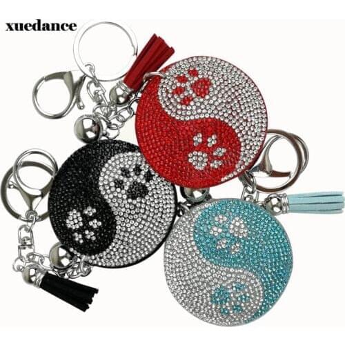 Exclusive new model creative Eight trigrams of Yin and Yang keychain with filled rhinestone fashion bag pendant