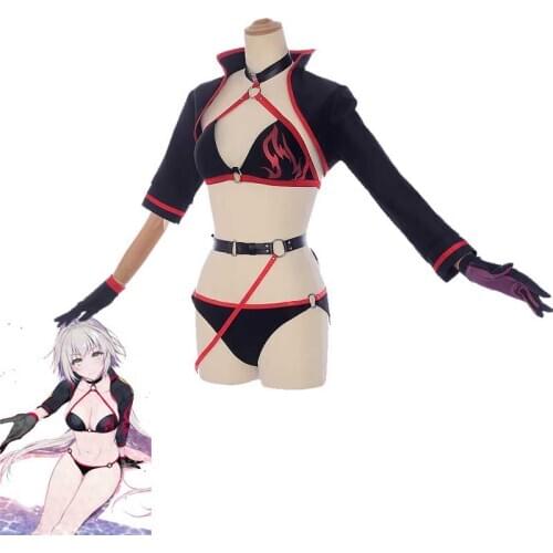 Fate Grand Order Cosplay Jeanne d'Arc Costumes Women Girls Alter Swimsuit Synthetic Wigs Role Stage Halloween Carnival Party