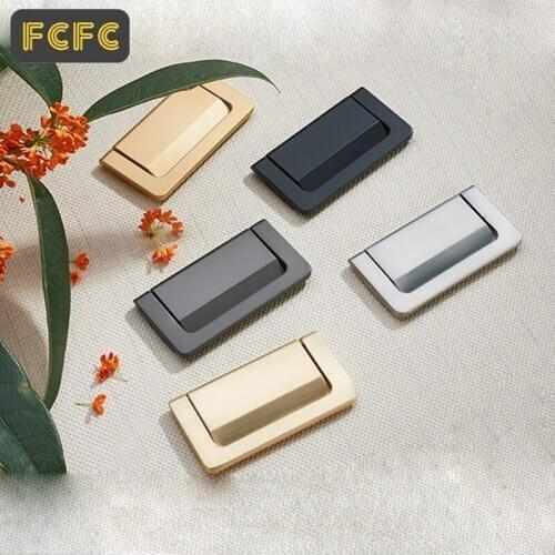 FCFC Drawer Dark Handle Cabinet Door Modern European Simple Surface Mounted Wardrobe Door Handle Cabinet Invisible Handle