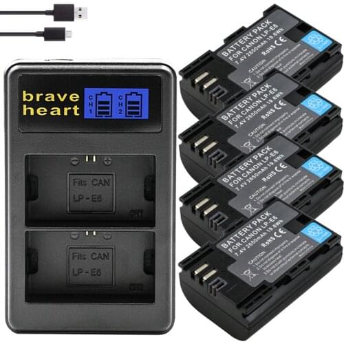 Hot selling 2x 2650mAh LP E6 LPE6 LP-E6 Camera Battery pack For Canon 5D Mark II III 7D 60D EOS 6D 70D 80D for canon accessories