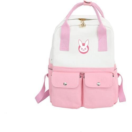 Game OW Anime Backpack Cosplay DVA Rabbit Canvas Backpacks School Bags Laptop Shoulder Travel Bags Teenagers Rucksack