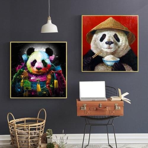 HUILIN Graffiti Art Animal Panda Canvas Painting On The Wall Art Posters Prints Wall Pictures for Kids Room Modern Home Decor