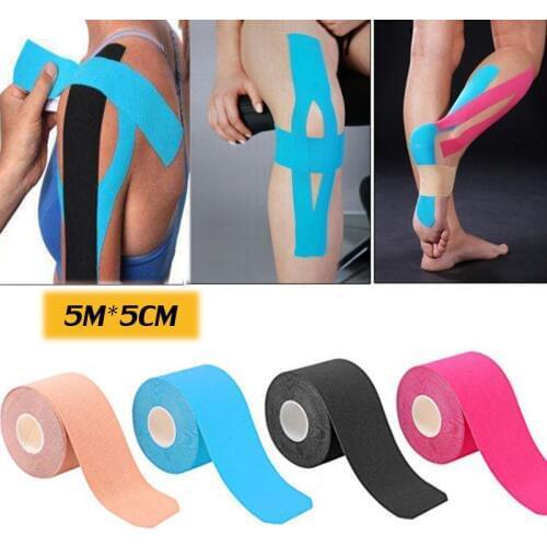 Kinesiology Tape Muscle Tape Sports Tape Elastic Cotton Adhesive Tape Muscle Bandage Care Physio Strain Injury Support 5m*5cm