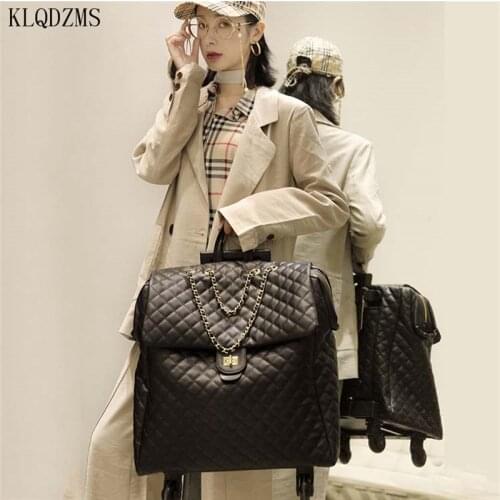 KLQDZMS Women Classic Suitcases Travel Rolling With Wheels 18’’20 Inch Women Trolley Luggage Bag Fashion Style Travel Luggage