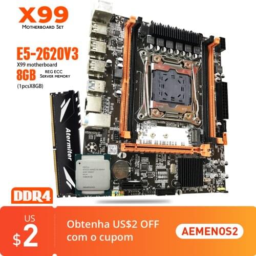 X99 DDR4 4 DIMM D4 Motherboard Set with Xeon E5 2620 V3 LGA2011-3 CPU 1pcs * 8GB = 8GB PC4 RAM 3200MHz DDR4 Memory RAM REG ECC