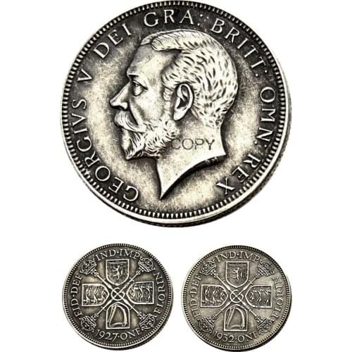 1927/1932 2PCS Florin Great Britain UK Silver Plated Copy Copy Coin