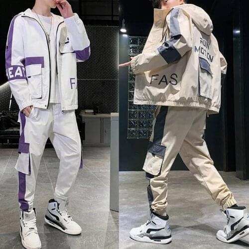 Mens Tracksuit Spring Autumn 2PC Sweatshirt +Sweatpants 2021 Men Fashion Tracksuit Set Men New Patchwork Slim Fit Sweat Suits