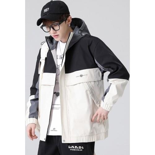 Mens Fashion Jacket Spring Autumn Lightweight Windbreakers Casual Patchwork Korean Style Hip Hop Streetwear Clothes For Teens