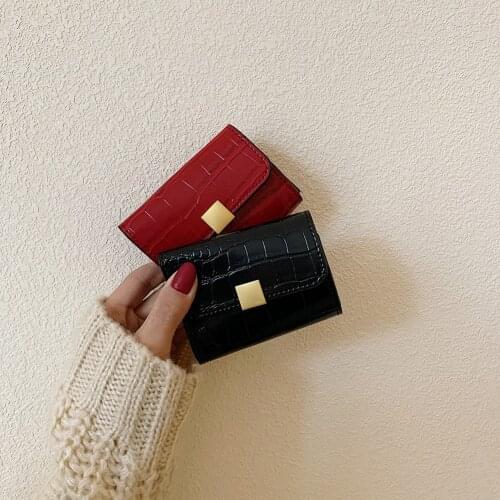 Retro Crocodile Pattern Mini Purse Women Multi-slots PU Leather Clutch Ladies Short Wallet Card Holder Bags Female Money Bag