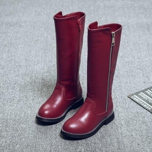 Fashion Genuine Leather ChildrenS Autumn Winter High Boots 2020 Big Kids Shoes For Girl Plush Warm Boots 3 8 9 10 11 12 13 Year