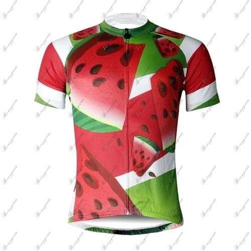 Retro Men Maillot De Ciclismo Verano Poliéster Flores Botánica Watermelon Fruta Outdoor Sport Bicicleta Wear