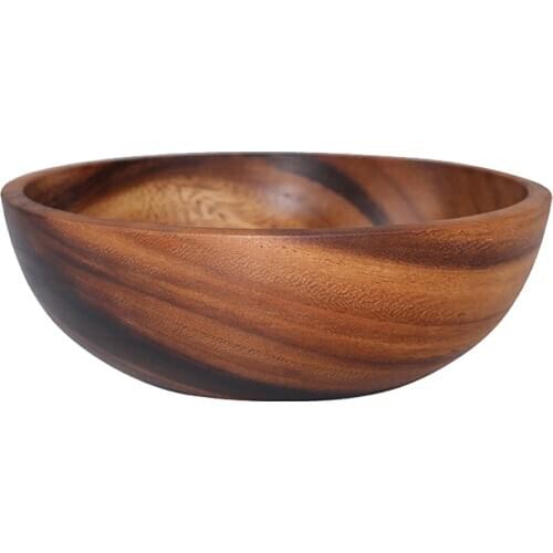 Natural Salad Bowl Eco-friendly Soup Noodle Rice Bowl Wooden Fruit Container Handicraft Kitchenware For Restaurant Kitchen Use