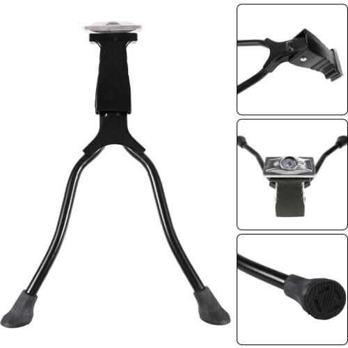 Aluminium Alloy Anti-slip Double Legs Center Mount Bicycle Kickstand Holder MTB Alloy Side Rear Kick Stand Bicycle Accessories