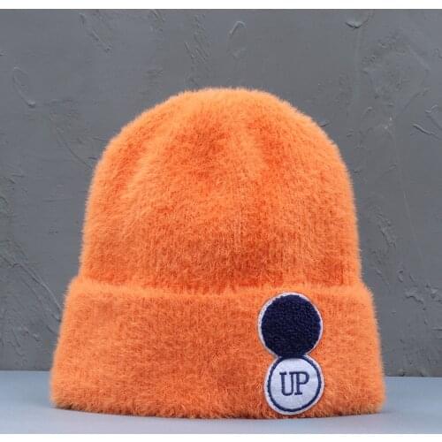 2021 NEW FASHION womens winter hat with cool UP letters Beanies Female Knitted Soft Striped Cashmere Knitted Beanie panama hat