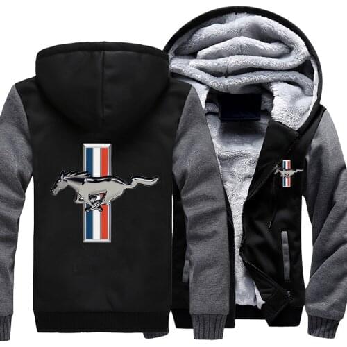New Winter Jacket Men Fashion Mustang Logo Hoodies High Quality Casual Wool Liner Fleece Sweatshirts Male Hoody Coat