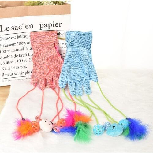 New Cat Toys Cat Gloves Toys Funny Cat Interactive Dolls Bell Ball Feather Gloves Fidget Toys Pet Cat Supplies Toys