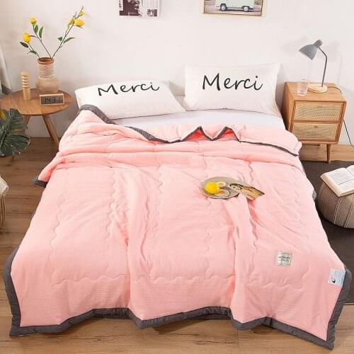 Pure Color Summer Cooling Blanket Air Conditioner Quilt Thin Dormitory Office Sofa Travel Quilts Suitable for Adult and Children